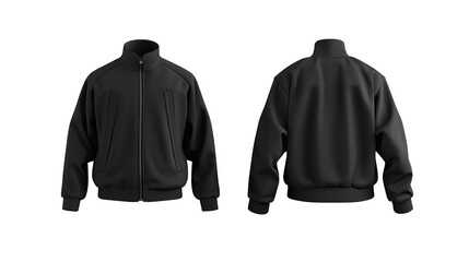 Black Jacket mockup design cut out transparent isolated on white background ,PNG file ,artwork graphic design.