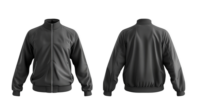 Black Jacket mockup design cut out transparent isolated on white background ,PNG file ,artwork graphic design.