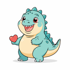 Cute vector illustration of a Dino for youngsters' picture books