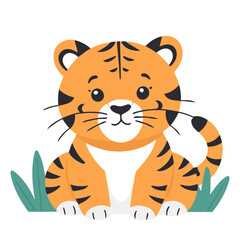 Cute vector illustration of a Tiger for youngsters' picture books