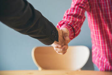 Banner Trust honesty business customer handshake together promise partner. Panorama Businessman teamwork diversity solidarity team Partner hands together. Team meeting shaking hands with copy space