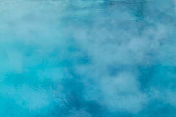 Turquoise abstract using the interior of a hot spring with steam