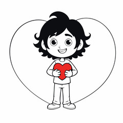 Vector illustration of a cute Valentine for kids