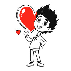 Vector illustration of a lovable Valentine for children's picture books