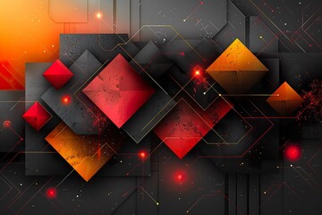 Design a sleek and modern abstract vector background featuring geometric elements in black and red