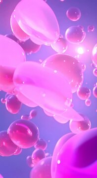 This dynamic 3D animation depicts the captivating movements and interactions of probiotic bacteria in a colorful glowing environment The fluid organic motions of the microscopic organisms are