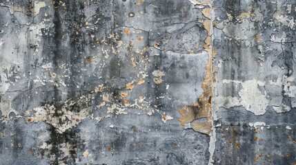 Aged and distressed texture on a weathered gray concrete wall