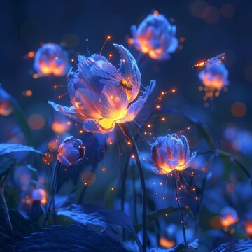 Glowing flowers in the night, with a sprinkling of stardust.
