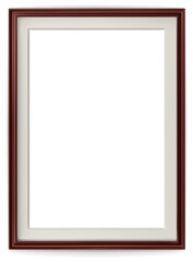 Dark brown modern frame isolated on white background. Realistic rectangle frames mockup. Classic Photo wooden frame. Borders set for painting, poster, photo gallery. 3d png illustration.