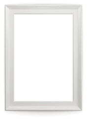 White modern frame isolated on white background. Realistic rectangle frames mockup. Classic Photo white frame. Borders set for painting, poster, photo gallery. 3d png illustration.