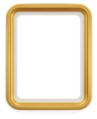 Golden modern frame isolated on white background. Realistic rectangle frames mockup. Classic Photo wooden frame. Gold borders set for painting, poster, photo gallery. 3d png illustration.