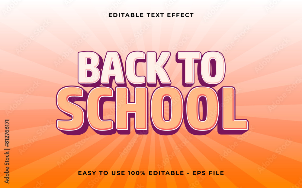 Poster back to school editable text effect. minimalist vector text effect.
