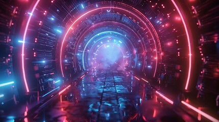 Obraz premium Intriguing Otherworldly Gateway Illuminated by Mysterious Alien Glyphs