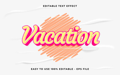 vacation editable text effect. Minimalist vector text effect.