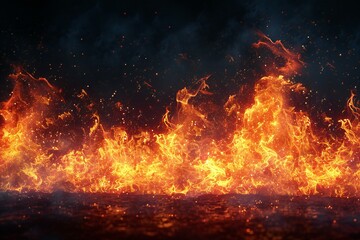 Illustration of flames on black background, high quality, high resolution