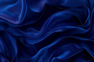 Obraz premium The wave background image created from the wrinkles of the blue fabric is flowing and soft for various designs.