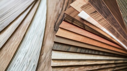 Flatlay photo of swatches for interior finishes taken on July 2020 : Generative AI