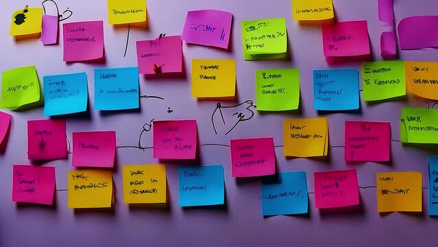 A wall covered in post-it notes
