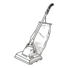 Retro vertical vacuum cleaner monochrome © DGIM studio