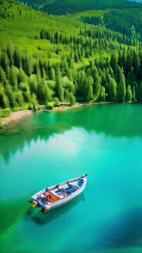 Kolas mountain lake and green forest