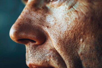 Close-up portrait of a man with freckles. Versatile image for various projects