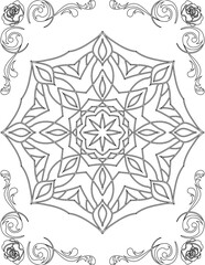 Printable Mandala Coloring Page for Adults. Educational Resources for School for Kids. Adults Coloring Book. Mandala Coloring Activity Worksheet.