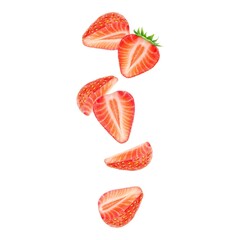 Strawberry slice isolated on white background 