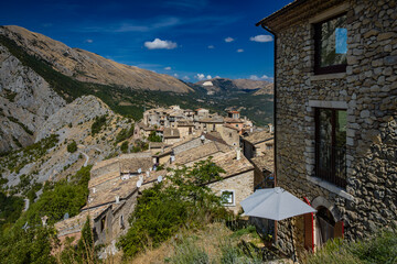 A glimpse of the small village of Castrovalva, in the province of L'Aquila in Abruzzo, part of the...