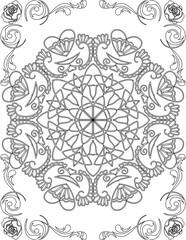 Printable Mandala Coloring Page for Adults. Educational Resources for School for Kids. Adults Coloring Book. Mandala Coloring Activity Worksheet.