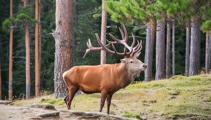 large red deer in the forest