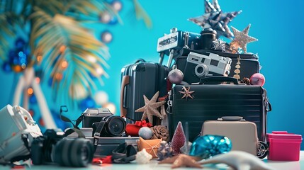 Vacation and travel a huge pile of things for the holiday : Generative AI