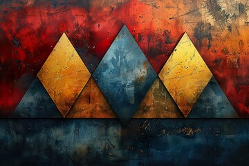 red gold blue triangle abstract geometric presentation