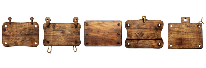 Set of A for sale wooden nameplate isolated on a transparent background