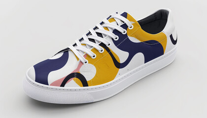 mens and womens shoes mockup with simple colour background generated by AI