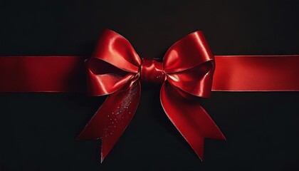 red bow tied using silk ribbon cut out top view