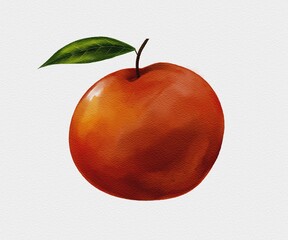 watercolor red apple, illustration on watercolor paper