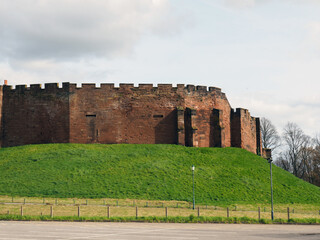 the surviving remaining medieval wall of chester castle forming part of the city walls © Philip J Openshaw 