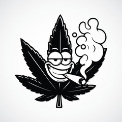 Humorous Marijuana Leaf Cartoon - Vector File

A playful black and white cartoon of a smiling marijuana leaf smoking a joint. A humorous take suitable for novelty designs and adult humor themes.