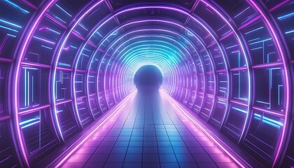 neon data tunnel in a futuristic cybersecurity concept
