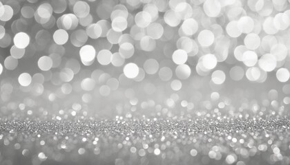 defocused christmas or party grey glitter background with bokeh holiday glowing backdrop banner or card