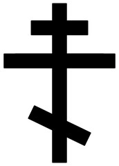 Christianity orthodox cross icon illustration, black on white background