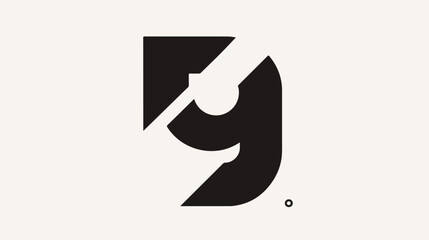 Black and white number nine diagonal logo template