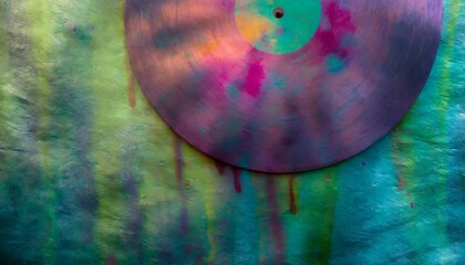 generative ai grunge vinyl records pop art graffiti vibrant color ink melted paint street art on a textured paper vintage background