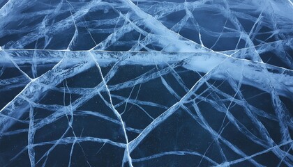 ice water winter background frozen cracks grunge texture dark blue wallpaper generative ai