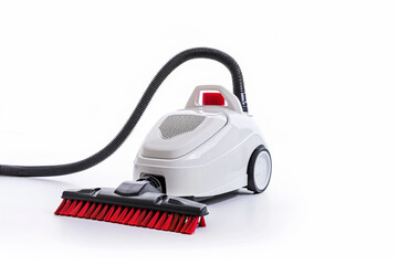 An efficient electric heater cleaner with a powerful motor and rotating brushes for thorough cleaning isolated on a solid white background.
