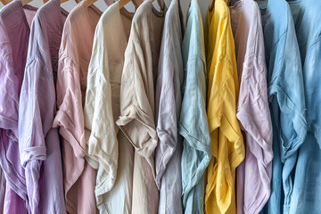 Variety of Casual and Stylish V-Neck Linen Shirts– Summery Aesthetic in Pastel and Neutral Shades