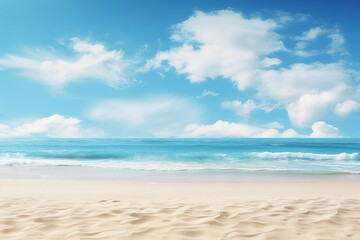 Beautiful beach with white sand and blue sky with clouds