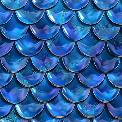 Dragon scale in glossy and shiny turquoise color. Seamless tile pattern background of snake or monster.