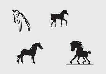 minimal horse icon illustration design
