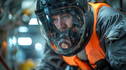 Focused on a delicate task, a maintenance technician in an operates within a critical environment, showcasing his expertise and the high stakes of his work.